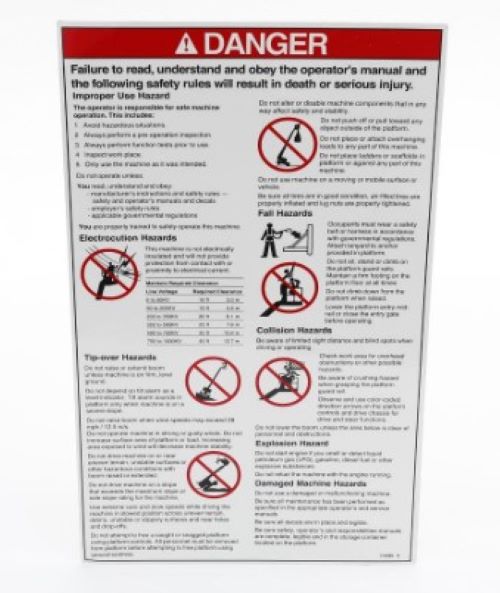 114389Gt / 114389 Oem Genie Decal Label Danger General Safety