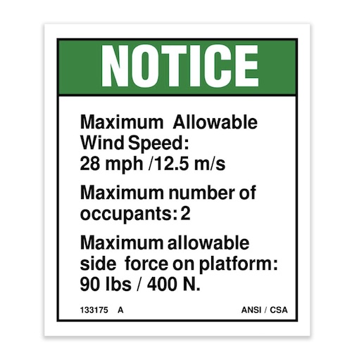 133175 / 133175Gt Oem Genie Decal Notice-Side Force-Wrd