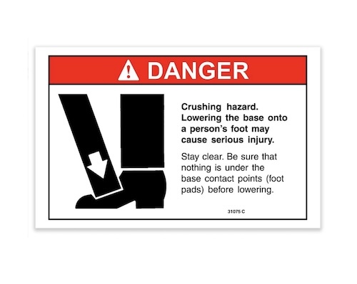 31075 / 31075Gt Oem Genie Decal Caution Crushing Hazard