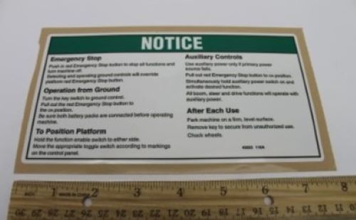 43653 / 43653Gt Oem Genie Decal, Notice,Grd Oper Instruct