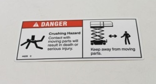 44255 / 44255Gt Oem Genie Crushing Hazard Danger Decal Lift Gs-1530 Gs-1930