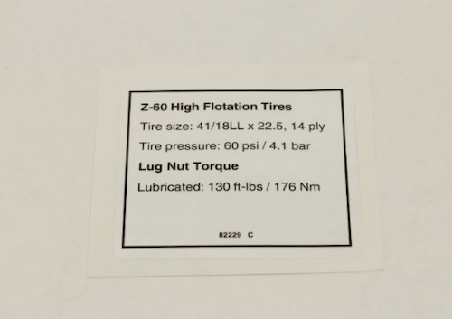 82229 / 82229Gt Oem Genie Decal Notice Hi Float Tires