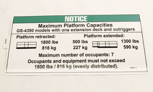 82280 / 82280Gt Oem Genie Decal Notice Mx Cp Gs43 1Dk Or