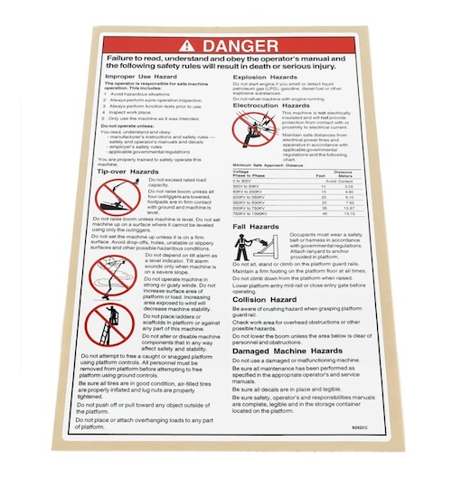 82423 / 82423Gt Oem Genie Decal Danger Gen Safe Tz34 50