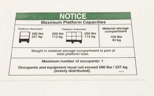 82436 / 82436Gt Oem Genie Decal Max Capacity B&Q Runabot