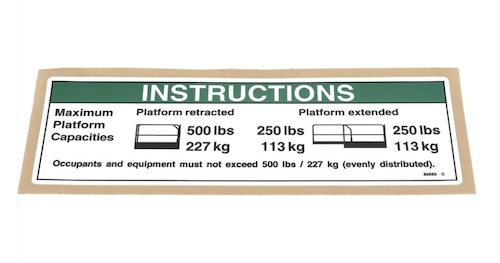 82563 / 82563Gt Oem Genie Decal, Instr-Max Cap 500 Lbs