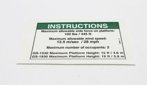 82565 / 82565Gt Oem Genie Decal Instr-Side Frc Ansi