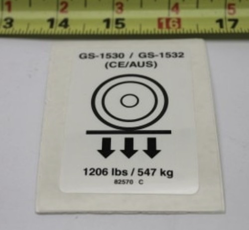 82570 / 82570Gt Oem Genie Decal 1206Lbs / 547Kg