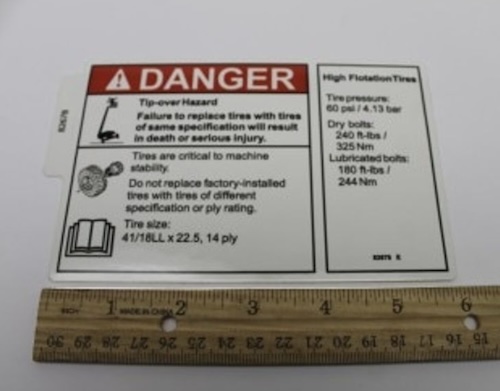 82678 / 82678Gt Oem Genie Decal Danger Hi-Float Tire