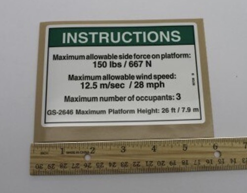 82729 / 82729Gt Oem Genie Notice Side Frc Ansi2646