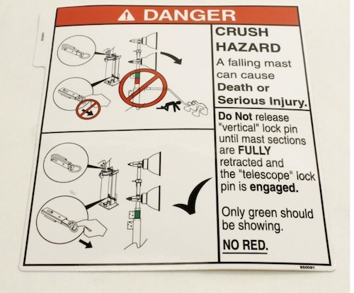 850091 / 850091Gt Oem Genie Decal- Danger Crushha