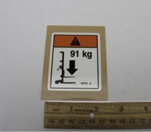 97514 / 97514Gt Oem Genie Decal Warning Max Cap 91Kg