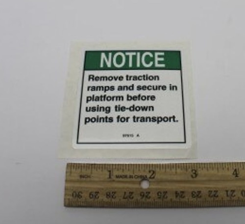 97615 / 97615Gt Oem Genie Decal Notice Remove Ramps