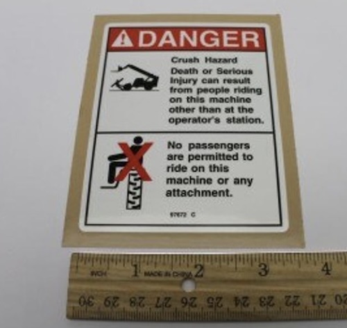 97672 / 97672Gt Oem Genie Decal Danger Crush Hazard