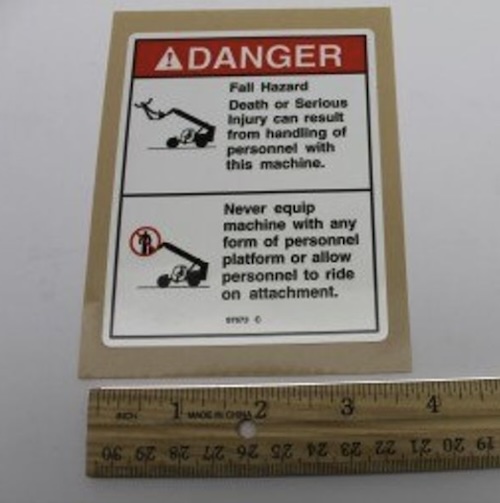 97673 / 97673Gt Oem Genie Decal Danger No Riders