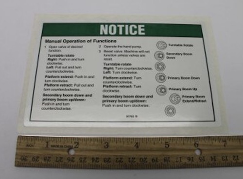 97703 / 97703Gt Oem Genie Decal Notice Manual Oper Tz50