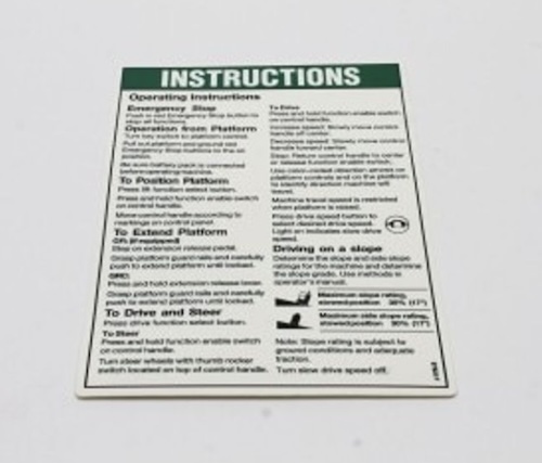 97831 / 97831Gt Oem Genie Operating Inst Plat Gr
