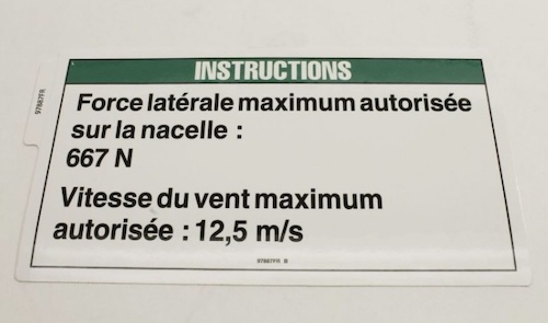 97887Fr / 97887Frgt Oem Genie Decal Notice Max Side Frc Ansi