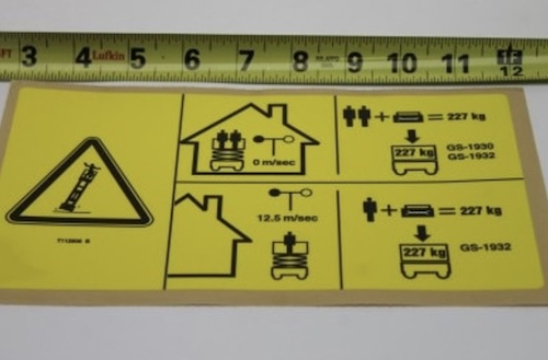 T112808 / T112808Gt Oem Genie Decal Sym Max Cap 227 Kg - Ce